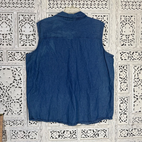 Y2K Scooby Doo Cartoon Network Denim Sleeveless Button Down Blouse Sz XXL - Picture 8 of 9